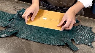 The Process of Making Long Wallet With Real Crocodile Leather. Korean Handmade Leather Artisan by All process of world 138,320 views 4 months ago 16 minutes