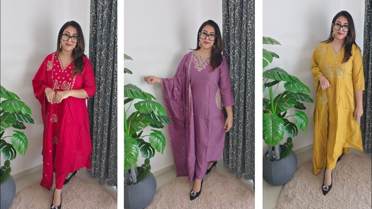 Affordable party wear premium embroidered suits kurta dupatta sets | festive collection at best pri 