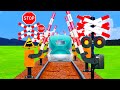 【踏切アニメ】海外のふみきり集合地帯を走る新幹線はやぶさ♪\STOP/Shinkansen Hayabusa! Imaginary railroad crossings and trains!