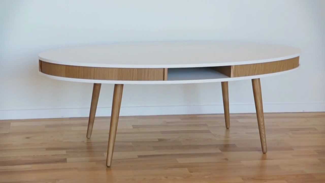 HUGO Soffbord Oval Vit/Ekkant med Ekben Furniturebox - YouTube