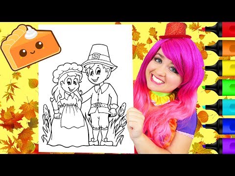 coloring-thanksgiving-pilgrim-girl-&-boy-coloring-page-prismacolor-markers-|-kimmi-the-clown