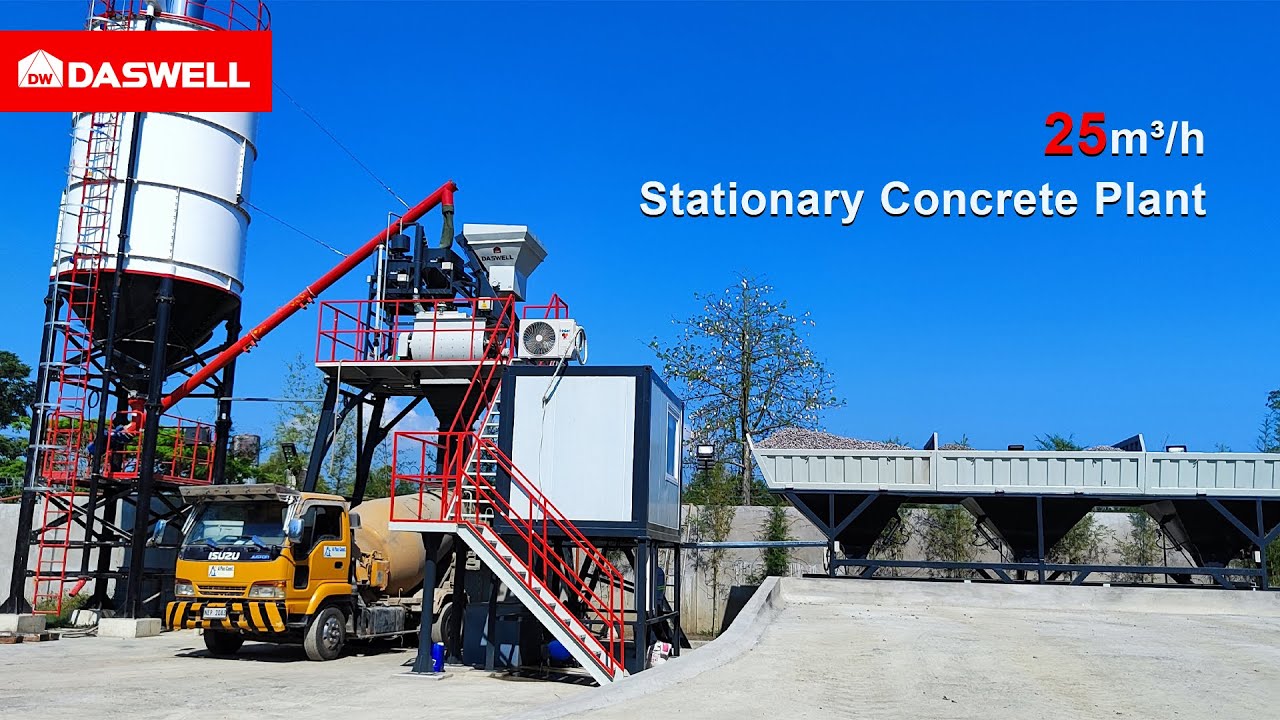 Daswell 25m³/h Stationary Concrete Plant Working in Philippines.