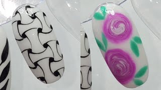 geometric and floral nail art design | creative nail art designs