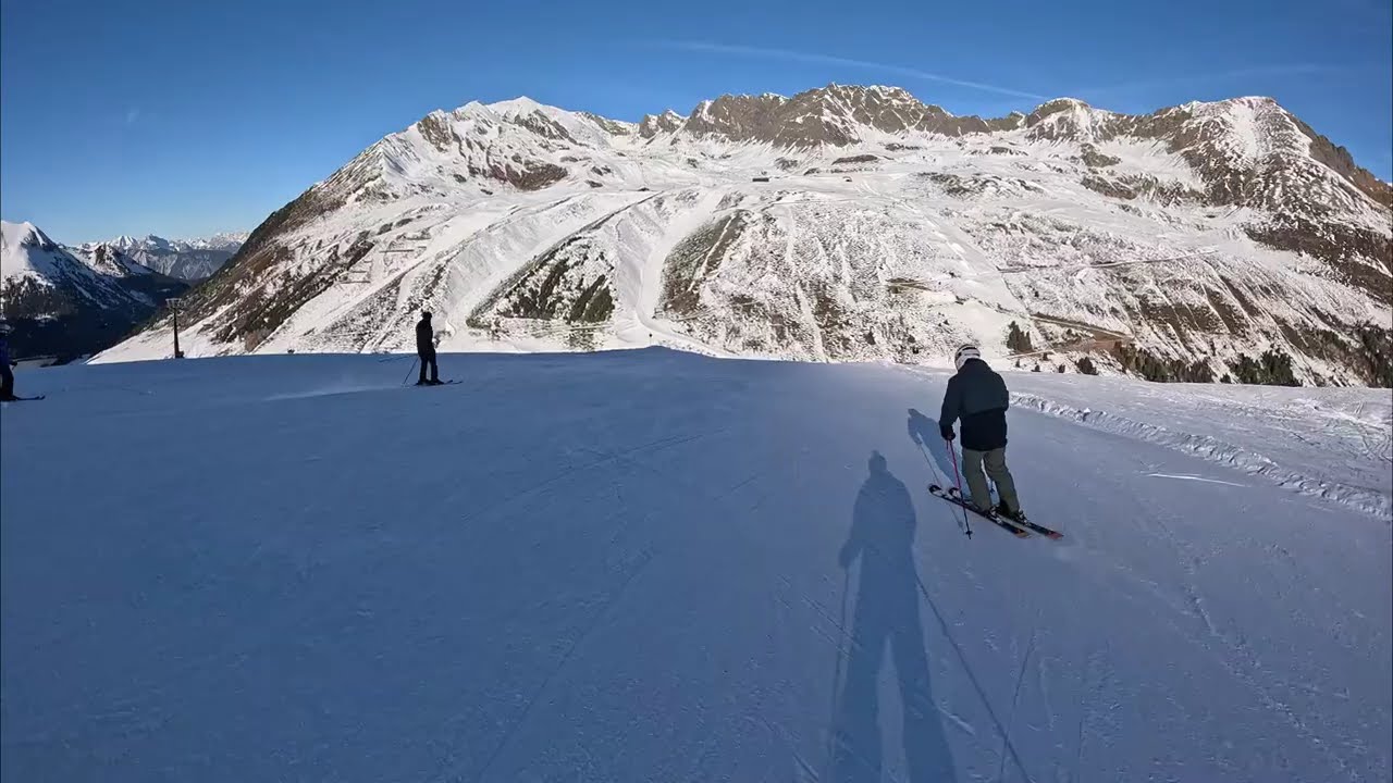 [4k] Skiing | Piste 9 (red), Piste 6 (black) runs in Kühtai | Austria