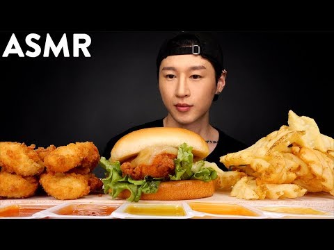 ASMR Chick-Fil-A Chicken Tenders & Spicy Chicken Deluxe + Waffle Fries MUKBANG (No Talking)