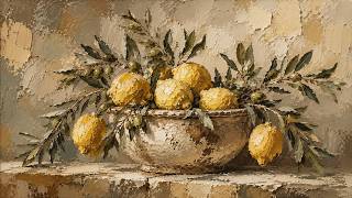 Rustic Lemons & Olive Branches | Mediterranean Still Life Wall Art
