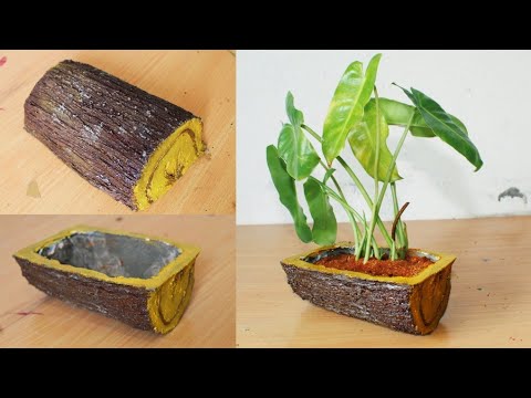 how to make a flower pot cement | flower pot making at home - YouTube