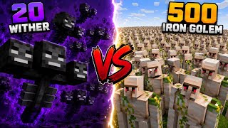 Can 20 Withers Defeat 500 Iron Golems? Minecraft Battle!