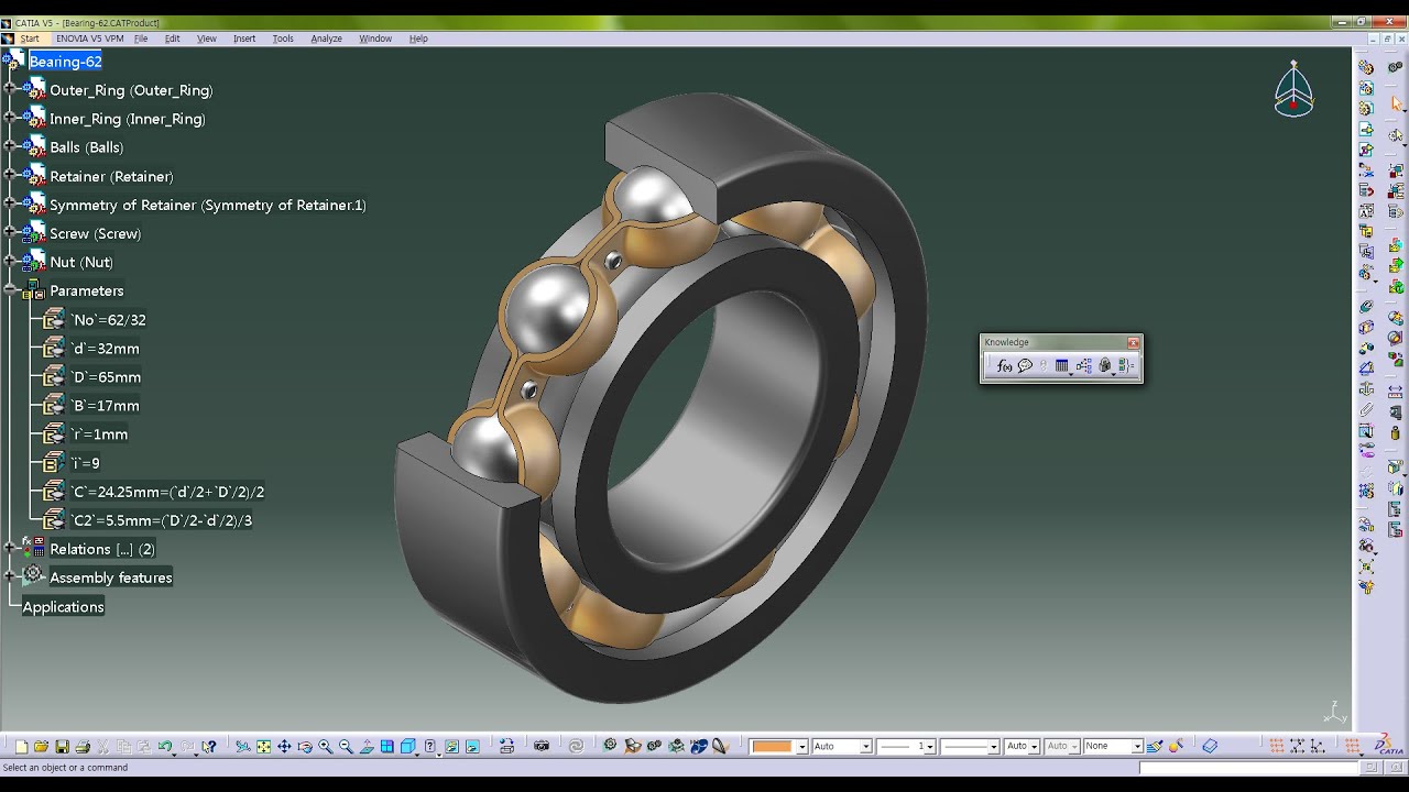 CATIA V5 bearing 자동설계 Knowledge Design Table YouTube