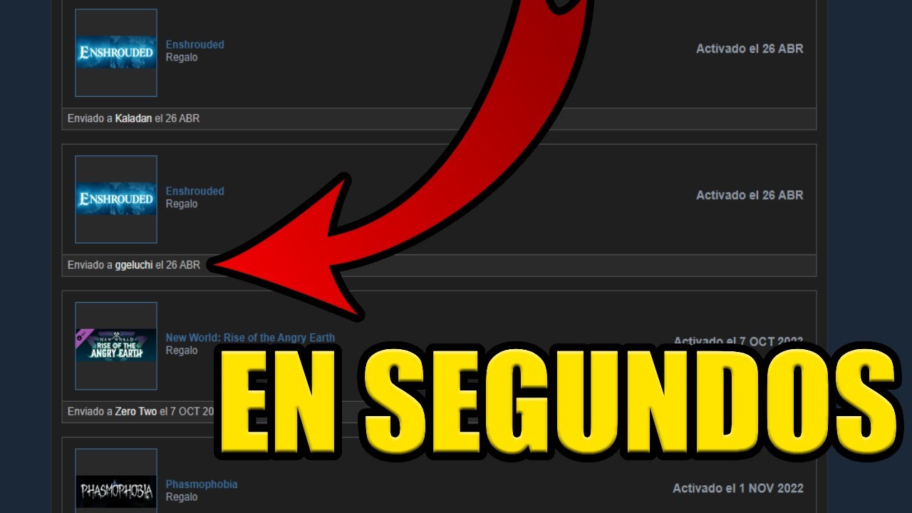 como VER el HISTORIAL de REGALOS en STEAM