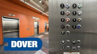 Colorful Dover Traction Elevators - Ellis O' Farrell Garage in San Francisco, CA.