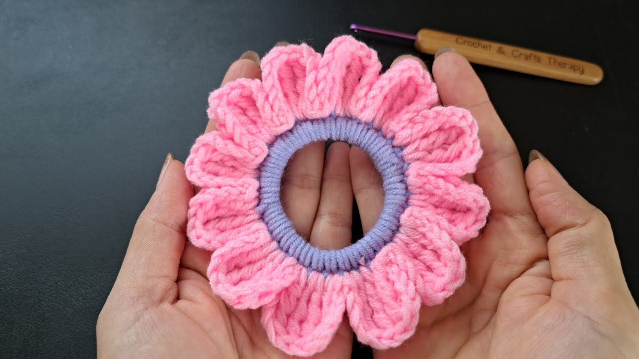 PERFECT! 💖Very Pretty Crochet Hair Scrunchies. 💖💖 Flower Scrunchies 💖💖💖