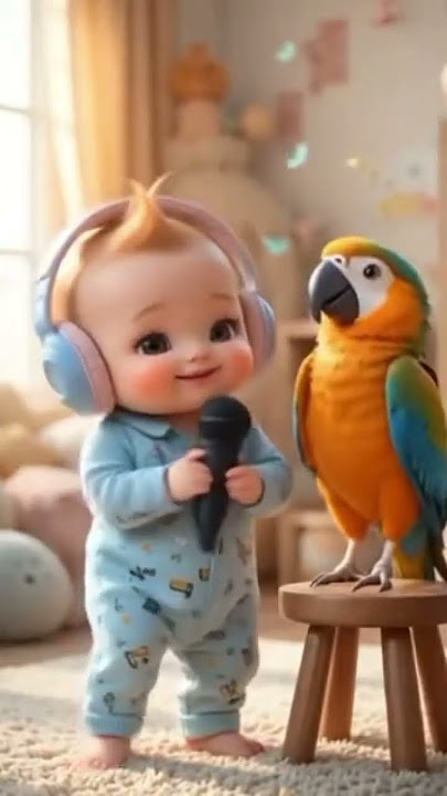 Baby and Parrot Vibing to Dudi Dudi Dam Dam! 🐣🦜🎶 #shorts #dudidudidam