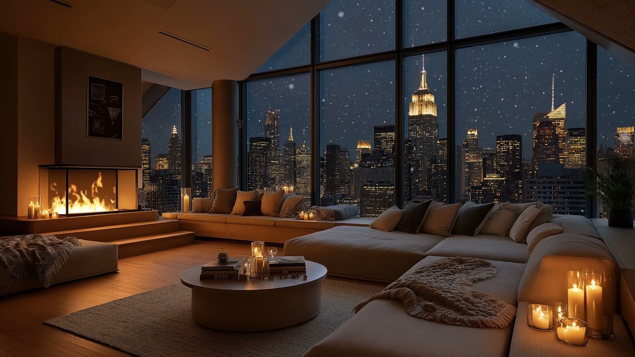 Cozy Winter Room ❄️ Piano Jazz & Fireplace for Deep Focus