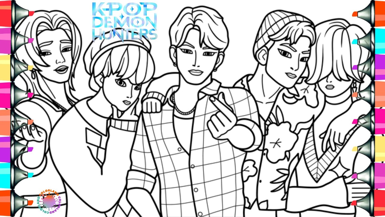 KPop Demon Hunters Satisfying Coloring Pages / How to Color Saja Boys