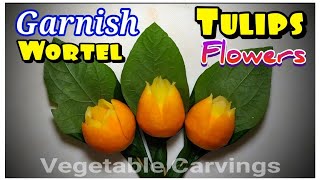 Cara Membuat Garnish Bunga Tulip | Beautiful Carrot Tulips Flowers Design | DIY Aneka Hiasan Tumpeng