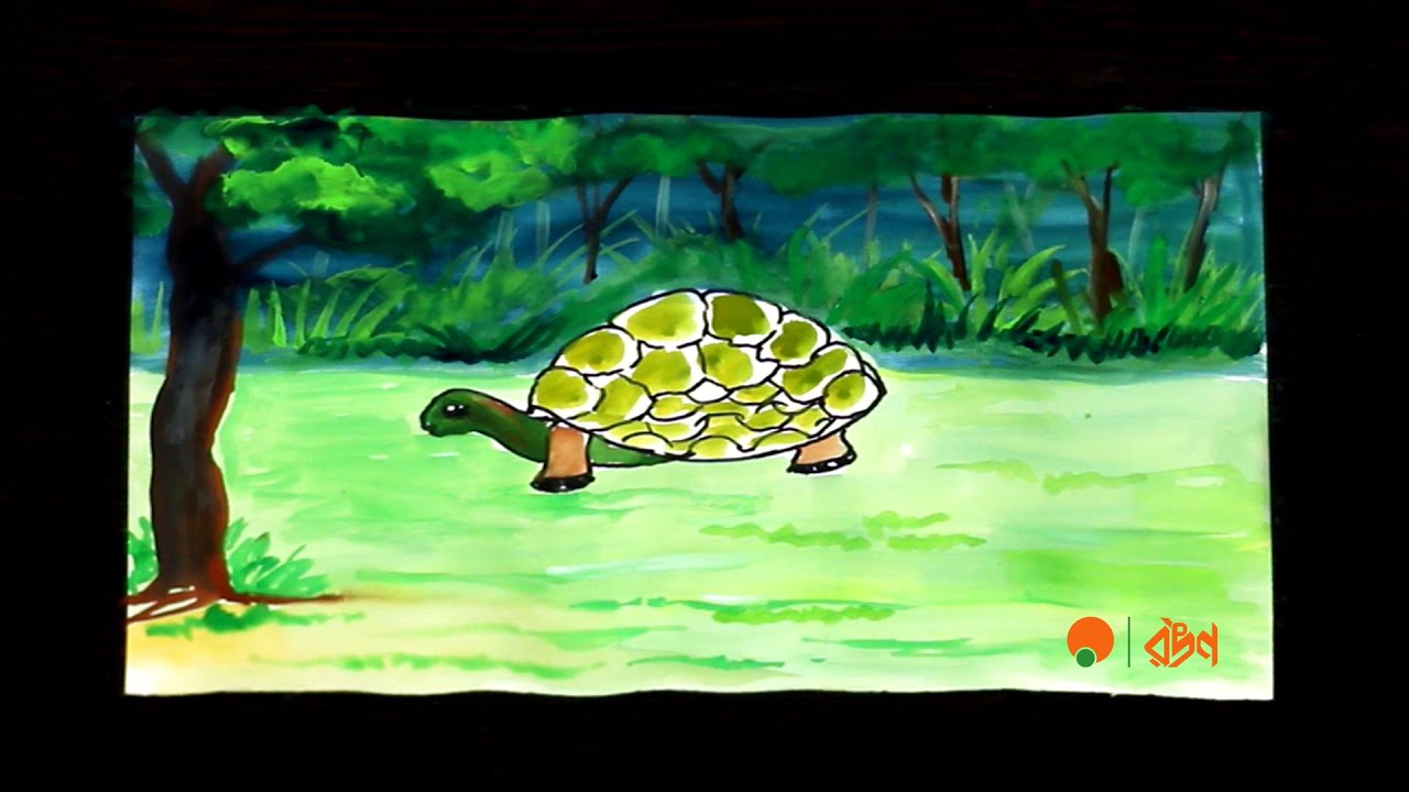 Tortoise scenery Drawing Easy | How to draw Turtle | Scenery Drawing With Tortoise | Art Videos