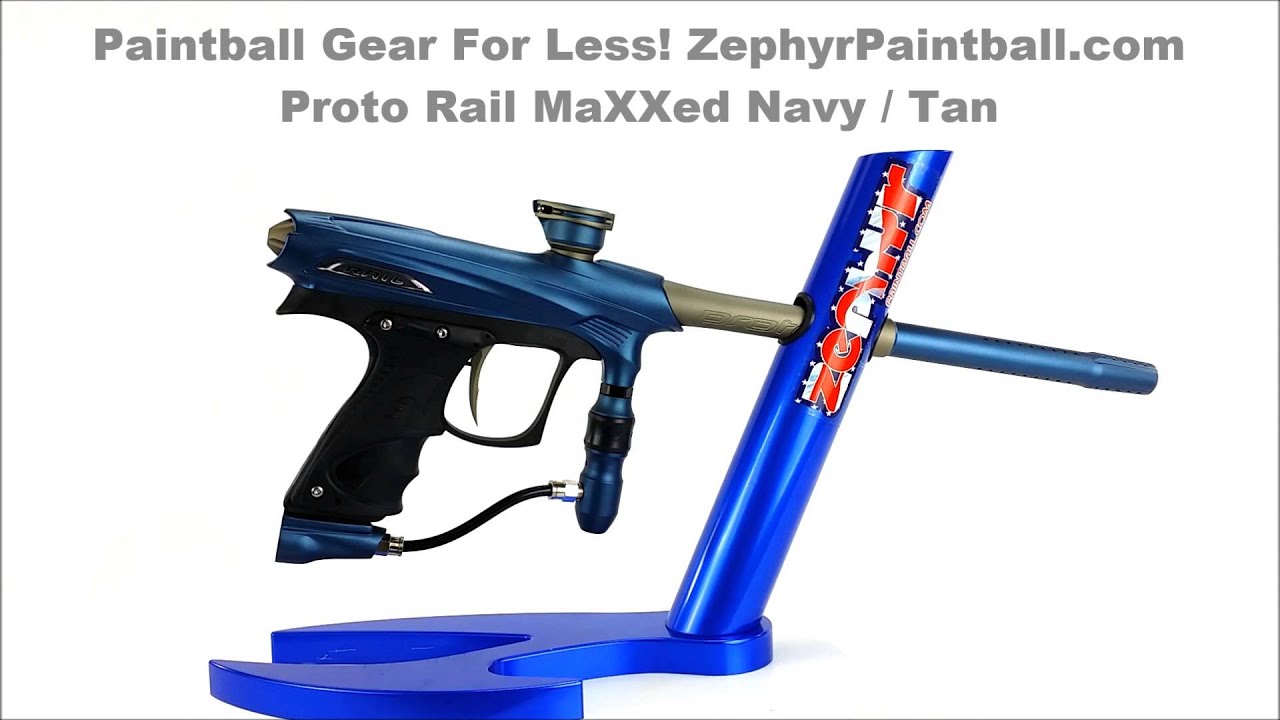 Proto Rail MaXXed Paintball Gun Navy Tan 360 View