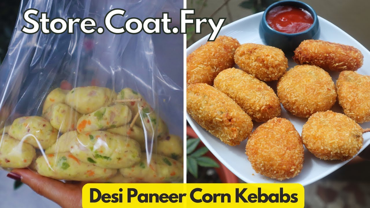Baked paneer corn kebab