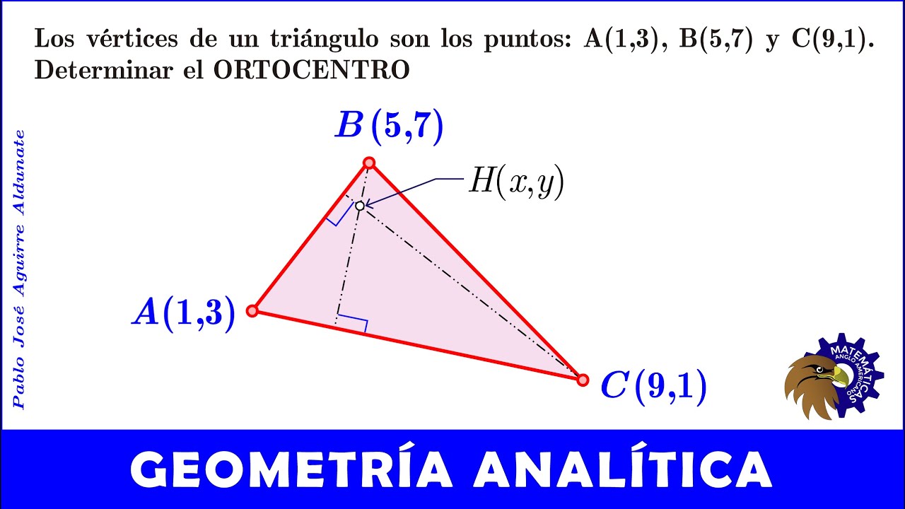 Ortocentro (1 de 2: Hallando la intersección de las alturas de un triángulo dados sus vértices)
