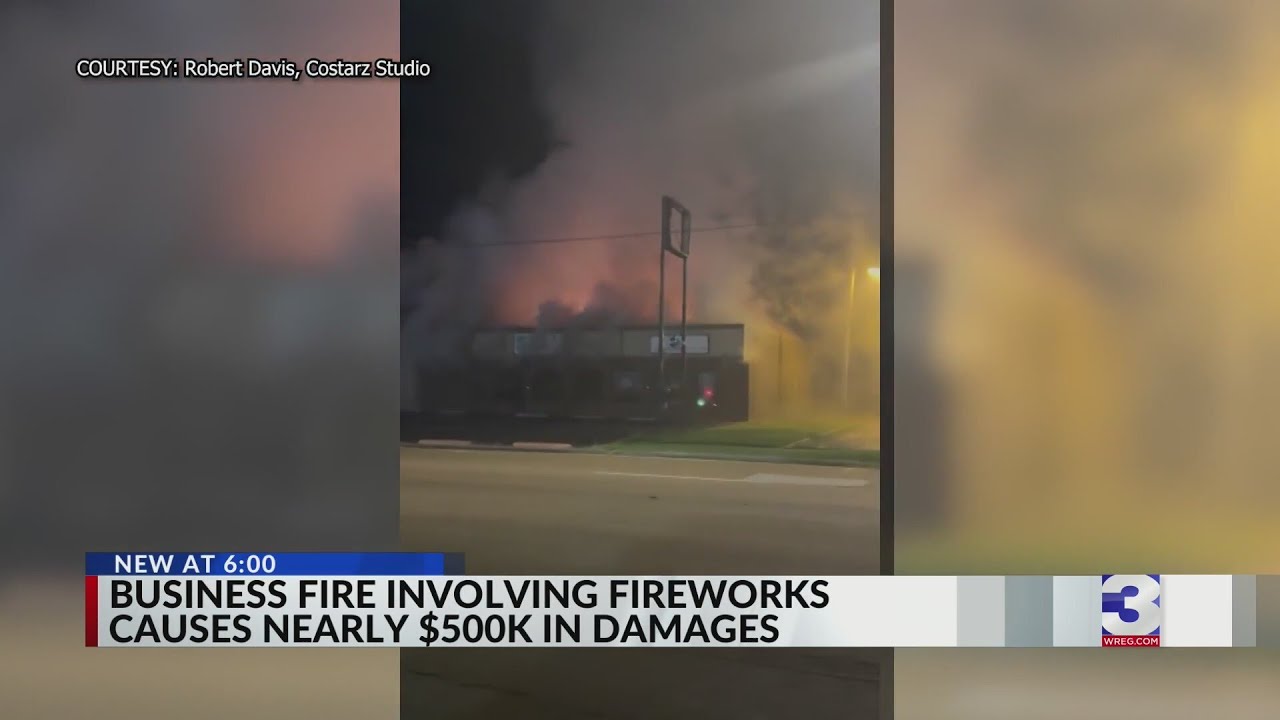 Business fire sparks accidental fireworks show: VIDEO