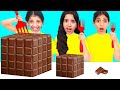 Große vs. mittlere vs. kleine Schokoladenwürfel-Challenge!! Shfa J 81 shfa vs challenge