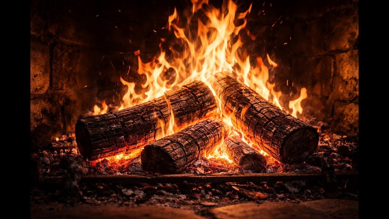 Real Fireplace Fire – Two Hours Ambient Crackling Wood | White Noise