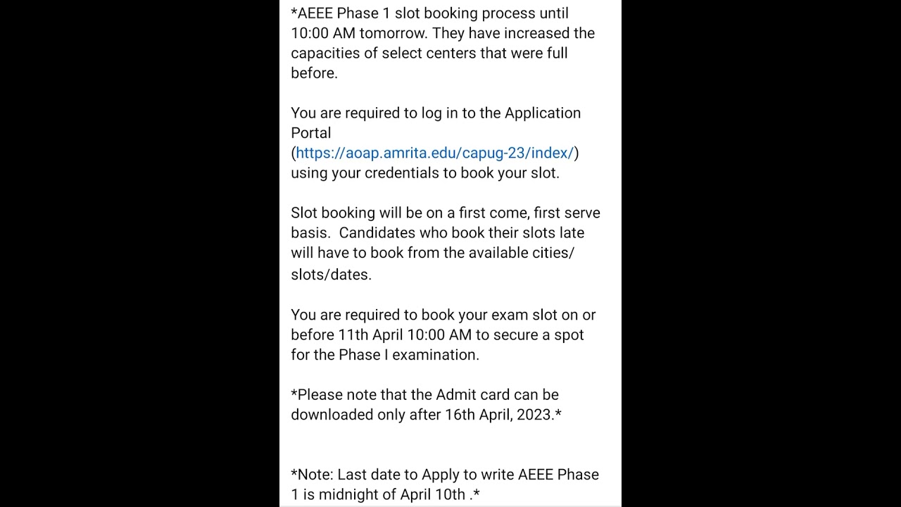 AEEE 2023  | slot booking open again