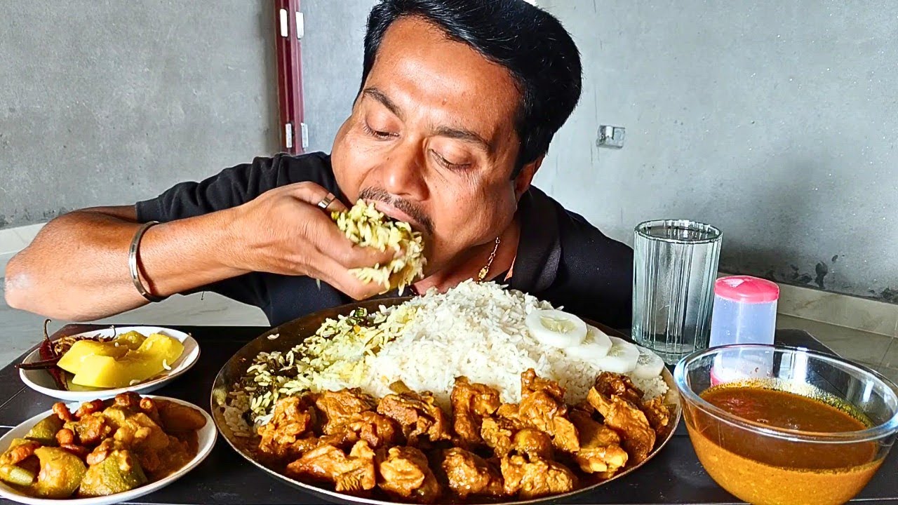 🐐Mutton Curry🥩 (খাসির মাংস)🍖, Potol Chingri🍤🦐, Kumro Sidho😋, Uche Begun Bhaja🍆 Big Bite🤤 Eating Show