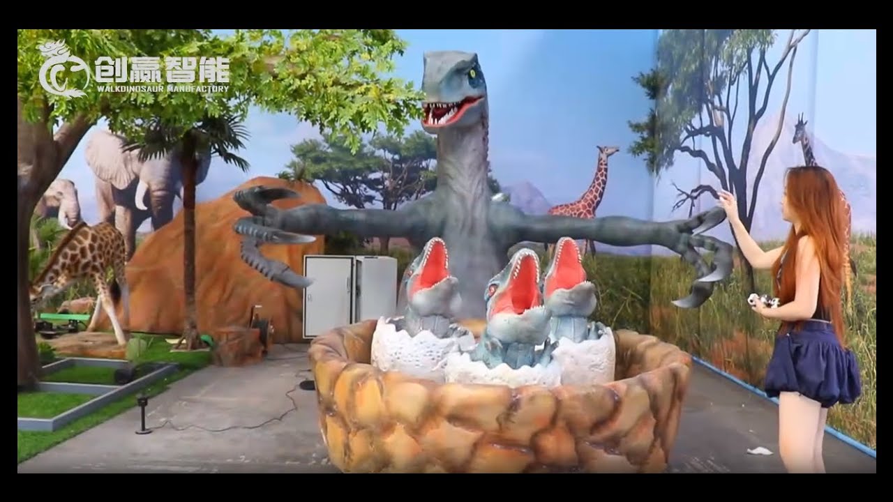 Velociraptor Ball Toss Game: Interactive Dinosaur-Themed Target Shooting Machine for Kids' Arcades