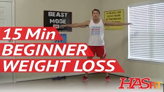 15 Min Beginner Workout for Weight Loss - HASfit Easy Exercises to Lose Belly Fat - Easy Workouts