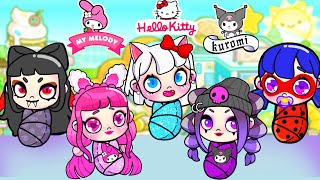 Quintuplets Separated At Birth: MELODY, KUROMI, BARBIE and KITTY | Toca Life Story | Toca Boca