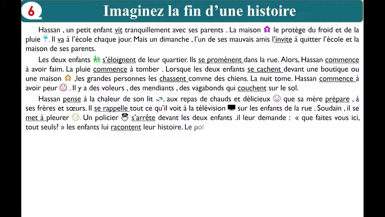 Imaginez la suite d'une histoire en respectant le schéma narratif ?