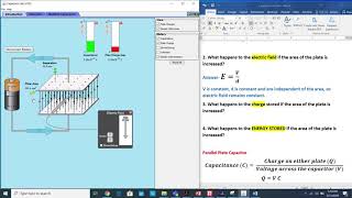 Effect of Plate Area on Capacitance, Electric Field, Charge and Energy Stored # PhET  # Lecturer 11