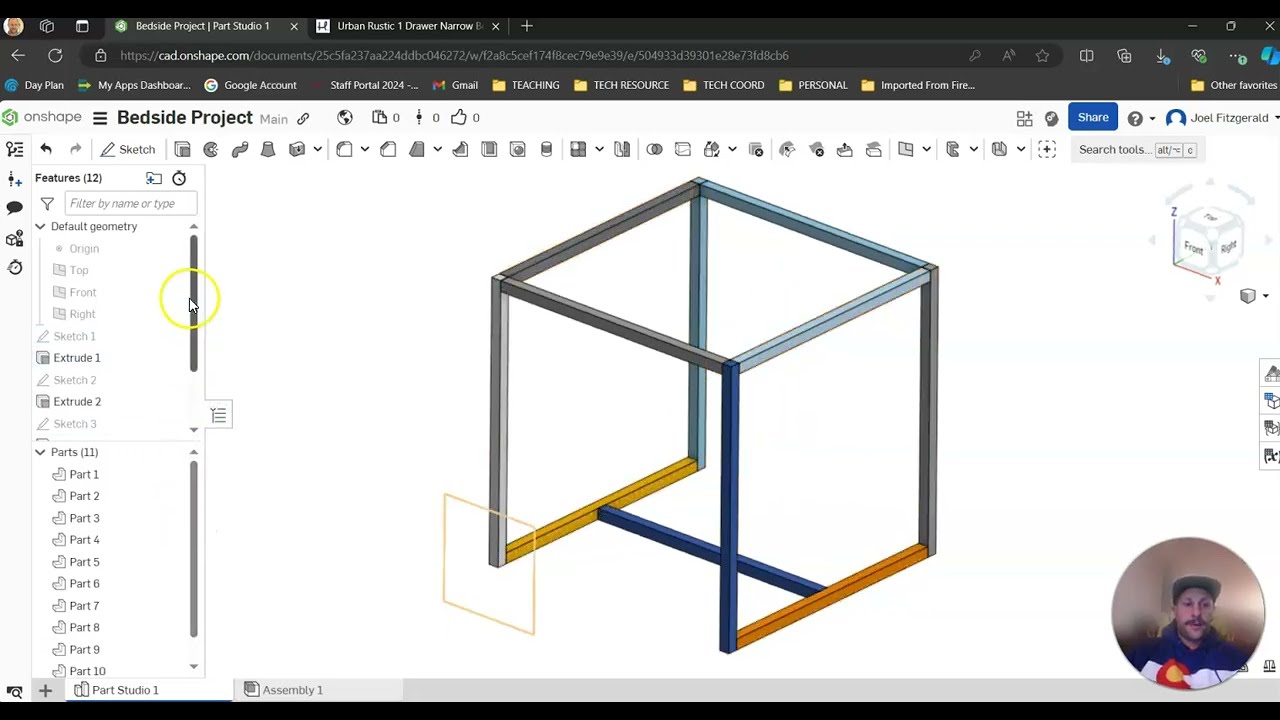 OnShape Tutorial - Bedside Project 1 - Steel Frame Basic Design