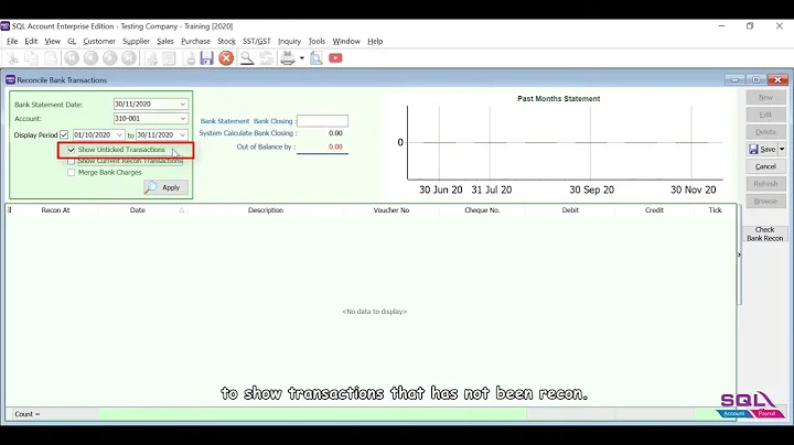 SQL Account – Bank Reconciliation