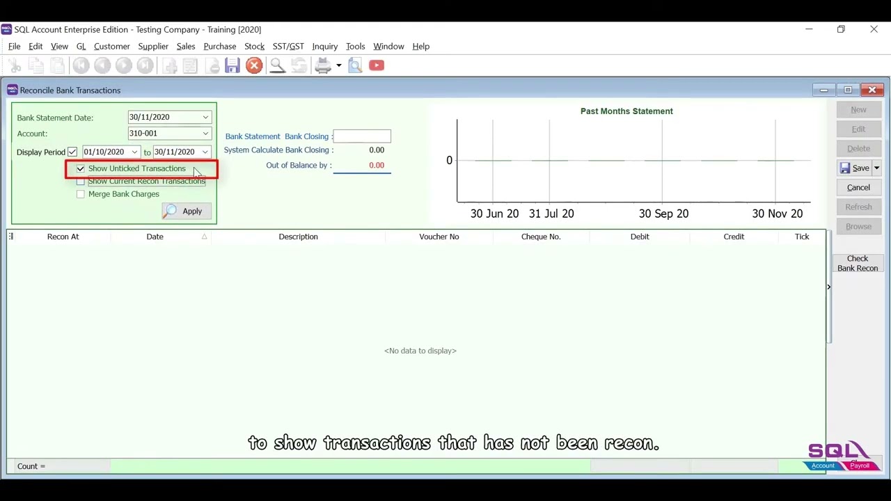 SQL Account – Bank Reconciliation