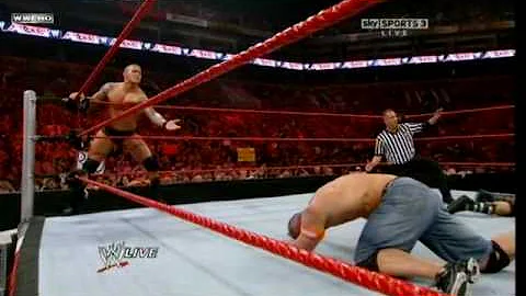 WWE Raw 3/29/10 John Cena & Randy Orton vs Batista...