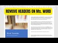 How to Remove Headers in Microsoft Word - Complete Header Removal Guide!