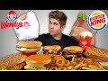 BURGER KING vs Wendy’s Mukbang! (BURGER FEAST) + Onion Rings + Baconator Fries
