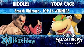 Frosty Faustings XVI Top 16 Winners - Riddles (Kazuya) vs Yoda Cage (Bowser Jr) - Smash Ultimate