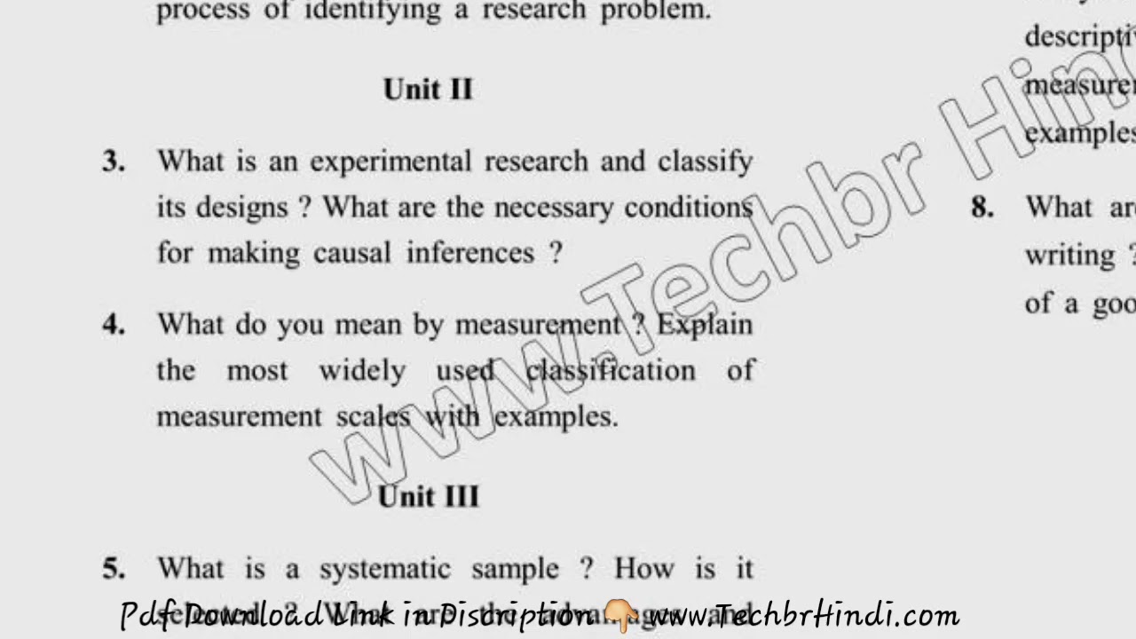 business research methods question paper pdf mba