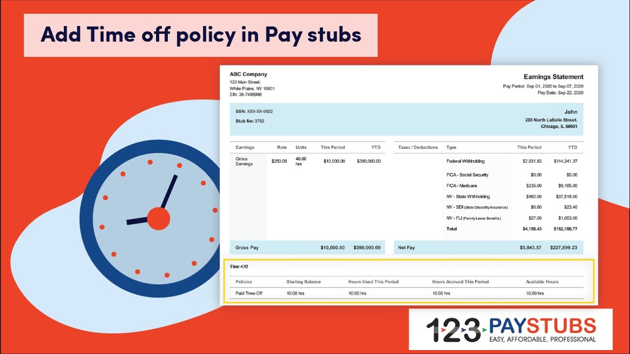 How to Add Time-Off Policy in Pay Stubs? | 123PayStubs