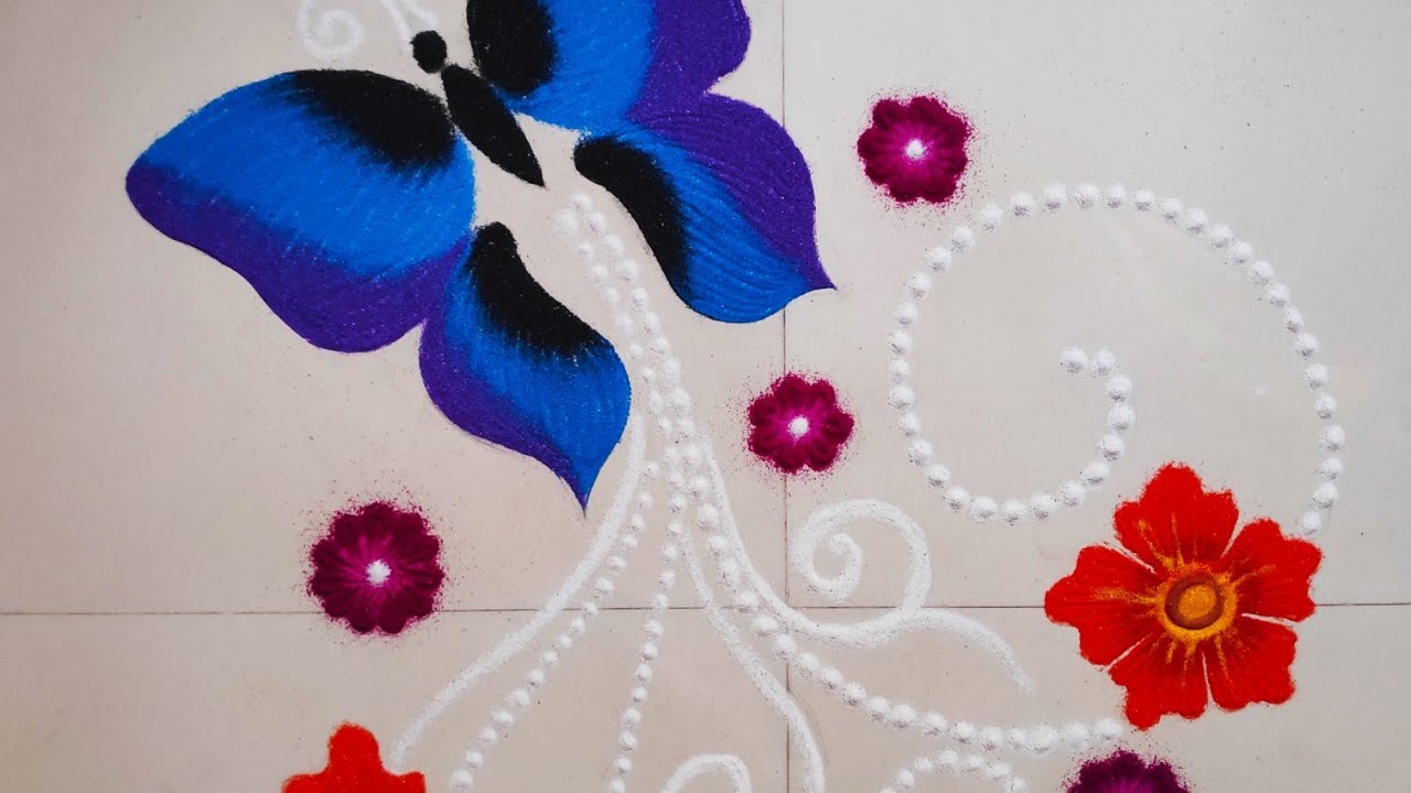 Beautiful Butterfly Rangoli design Sand art Rangoli by Genius art