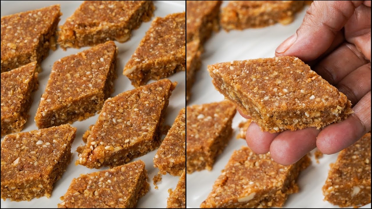 Sesame Peanut Barfi Recipe | Til Peanut Sweets | Sesame Seed Barfi | Easy Dessert Recipe | N'Ov