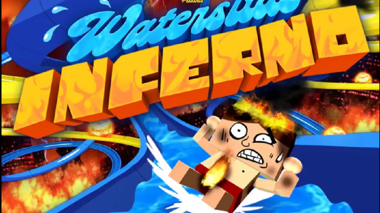 Colorful game - Infernal water slide with volcano cartoon avoid burning in the water