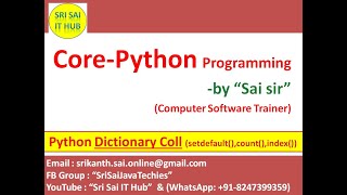 Python Dictionary Collection with setdefault(), count(), index() Methods | Python Dict Coll | #125