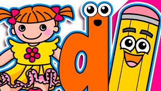 "Doll Starts with D" | Level 1 Lower Case "d" | Learn Alphabet Phonics, Teach Kindergarten Kids