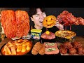 ASMR MUKBANG 버섯 떡볶이 & 치즈 퐁듀 & 양념 치킨먹방! FIRE Noodle & FRIED CHICKEN & CHEESE STICK EATING SOUND!