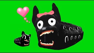 Cartoon cat Female  train eat....? Green screen [ trevor henderson ]